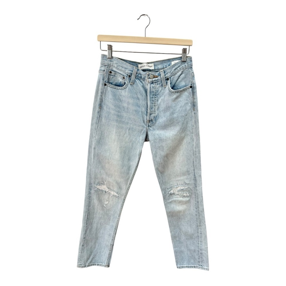 Denim Forum Ex Boyfriend Light Wash Distressed Jeans Size 26
